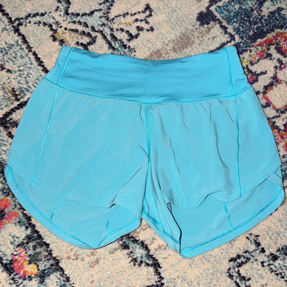 Light blue Lululemon high-rise Speed Up shorts